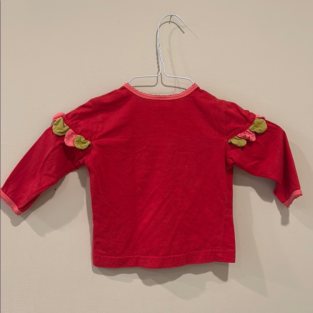 Oilily Long-Sleeve Logo Spell-out Red Shirt button Embellishments girls Sz 86 - Picture 2 of 12